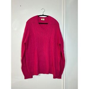 Carraig Donn Ireland Pink Sweater cable knit 100 wool L oversized v neck‎